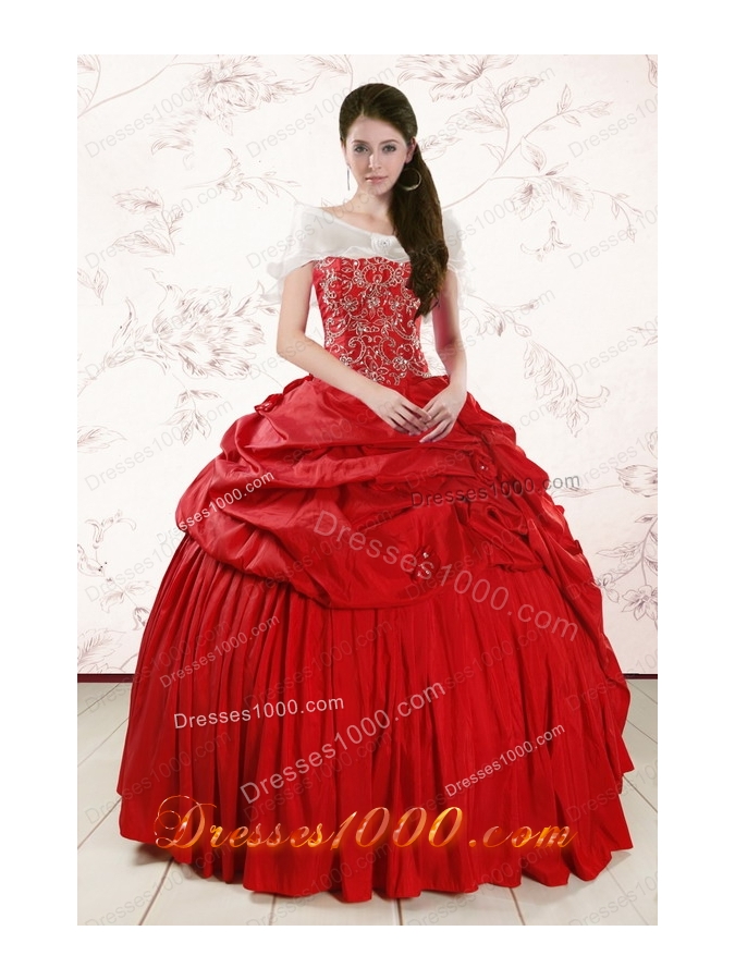 Most Popular Red Affordable Sweetheart Beading Quinceanera gowns