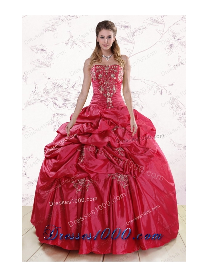 Most Popular Strapless Appliques Quinceanera gowns