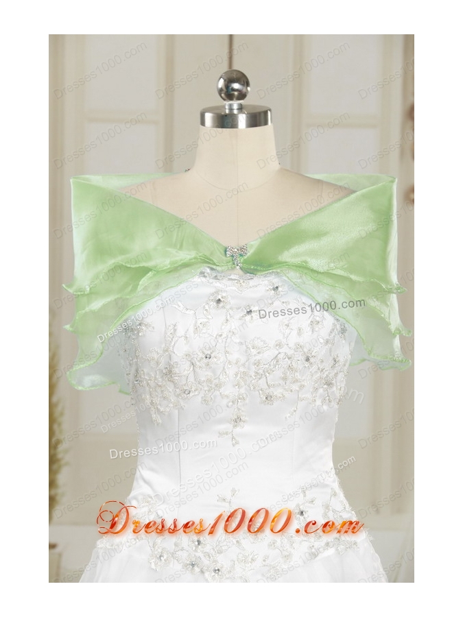 Most Popular Strapless Yellow Green Quinceanera Gowns with Beading