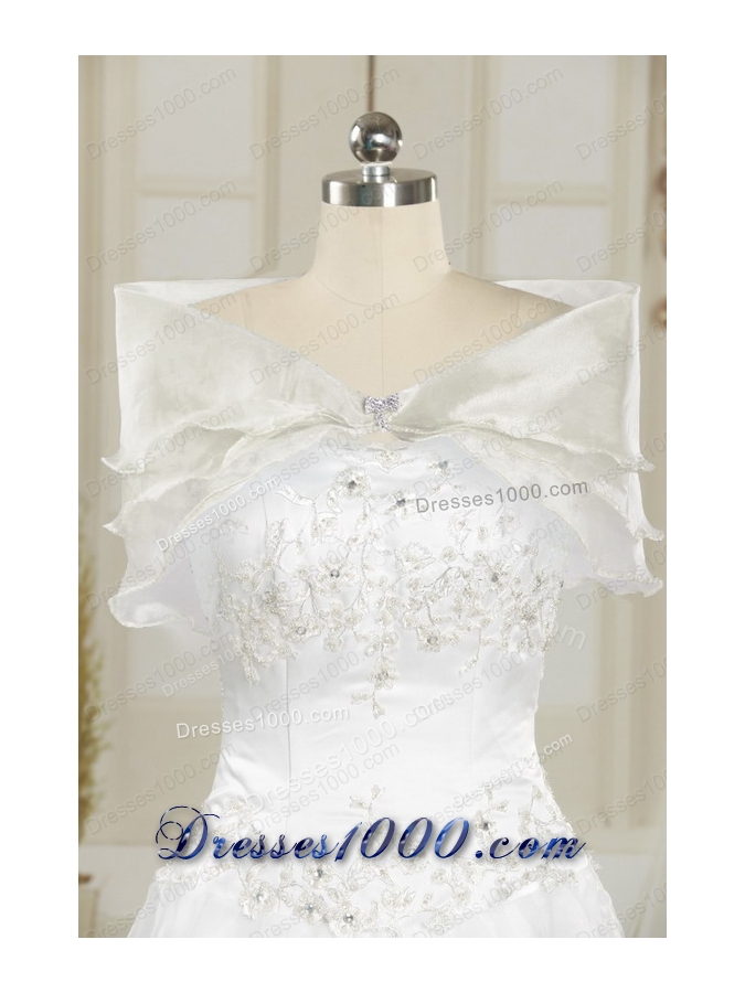 Most Popular White Strapless 2015 Quinceanera gowns with Beading