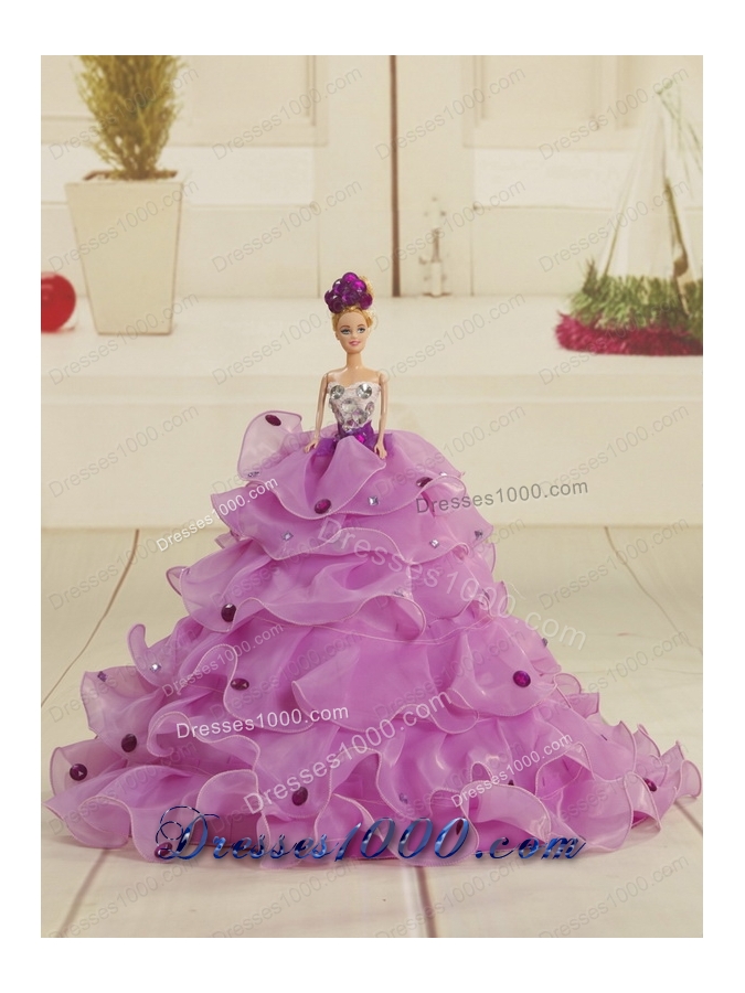 2015 New Style Appliques and Ruffles Quinceanera Dresses in Lilac