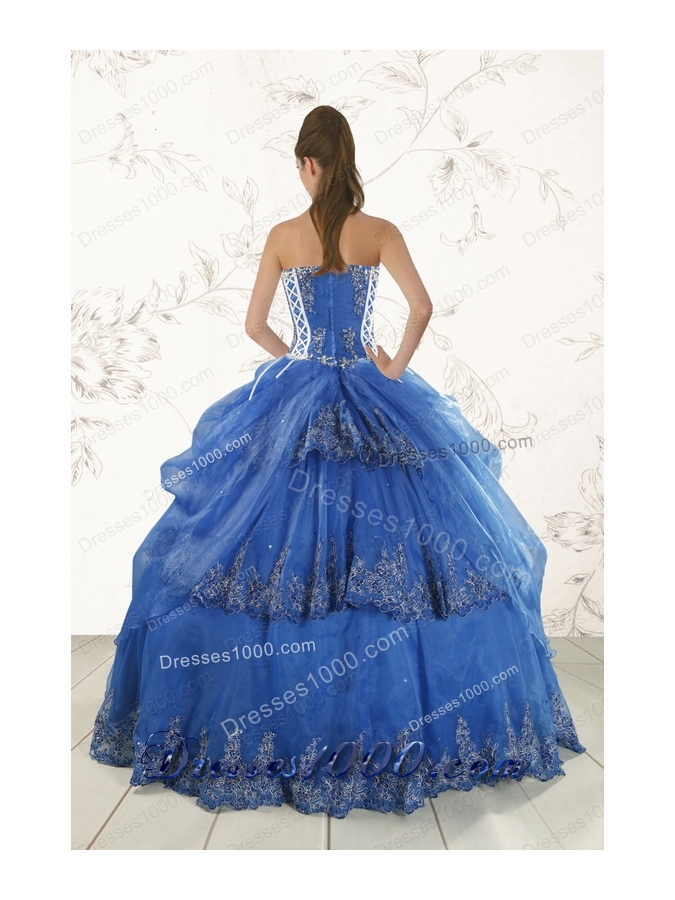 2015 New Style Appliques Quinceanera Dresses in Royal Blue
