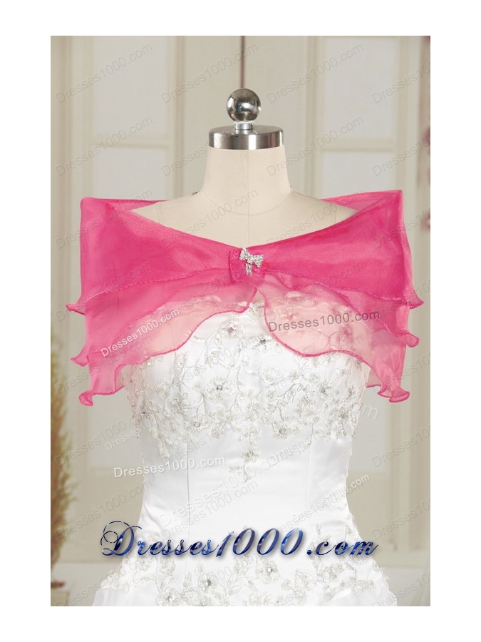 2015 New Style Hot Pink Quinceanera Dresses with Appliques and Ruffles