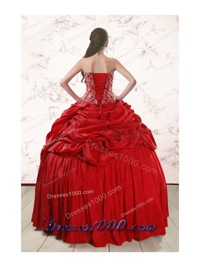 2015 New Style Sweetheart Beading Quinceanera Dresses in Red