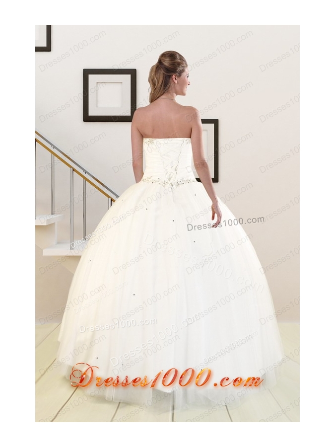 2015 New Style Sweetheart White Elegant Quinceanera Dresses with Beading