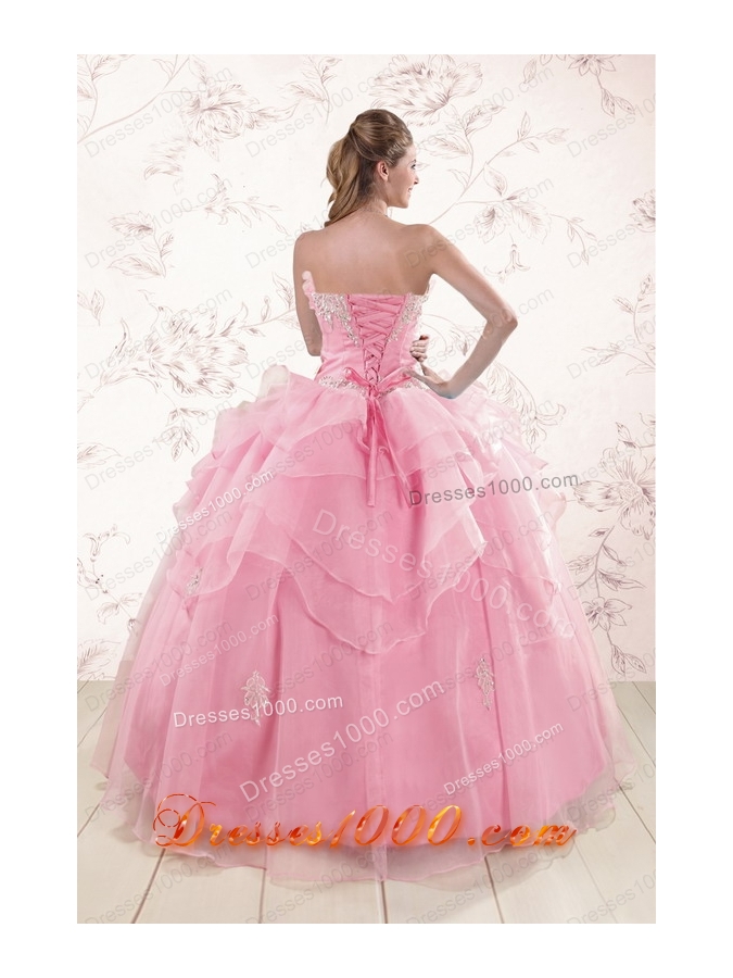 New Style Appliques Baby Pink Dresses for Quinceanera
