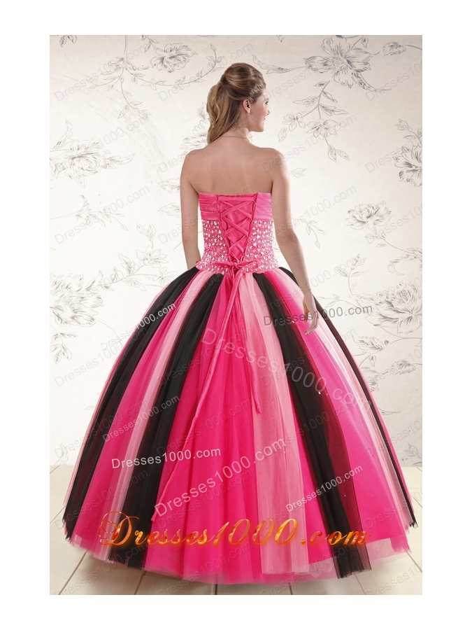 New Style Multi Color Sweet 15 Dresses with Beading for 2015