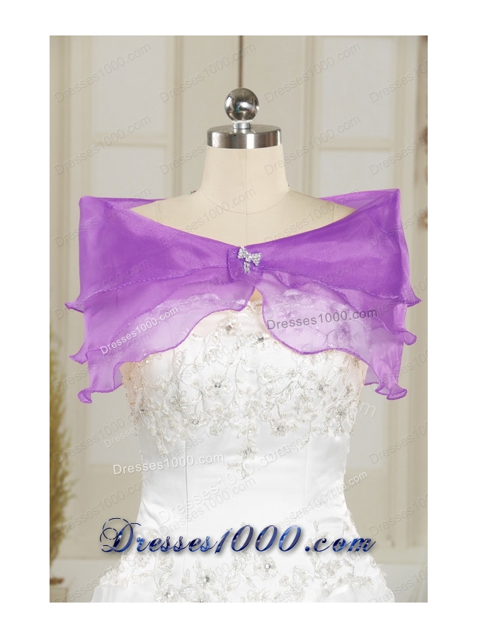 New Style Purple Sweetheart Appliques 2015 Quinceanera Dresses with Embroidery