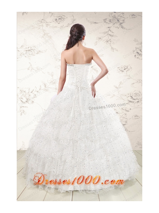 New Style White Sequins Ball Gown Quinceanera Dresses for 2015