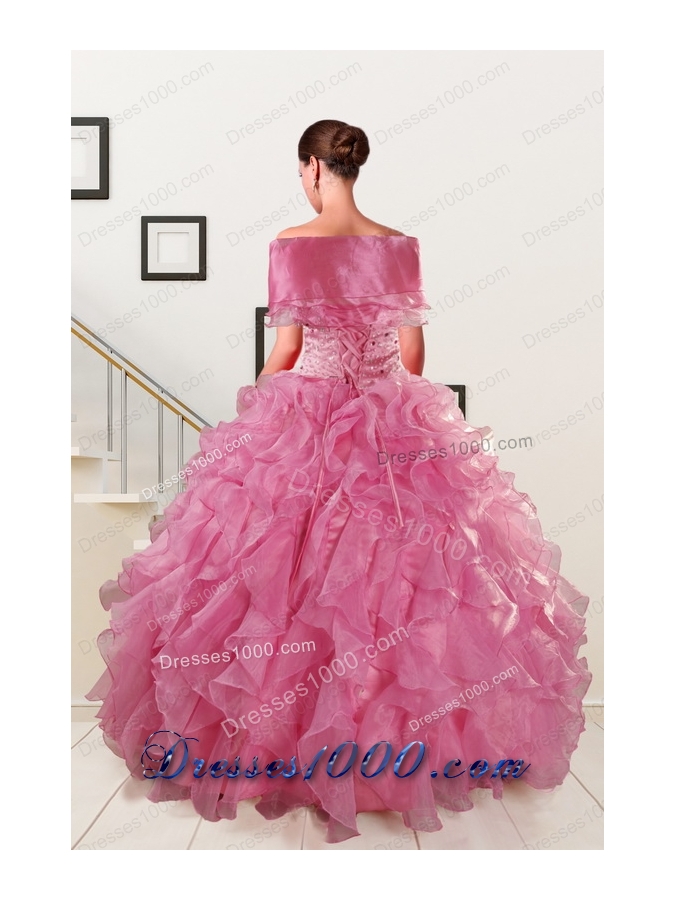 Pink 2015 New Style Quinceanera Dresses Sweetheart with Ruffles