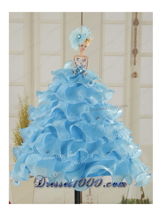 New Style Sweetheart Embroidery Sweet 16 Dress in Blue