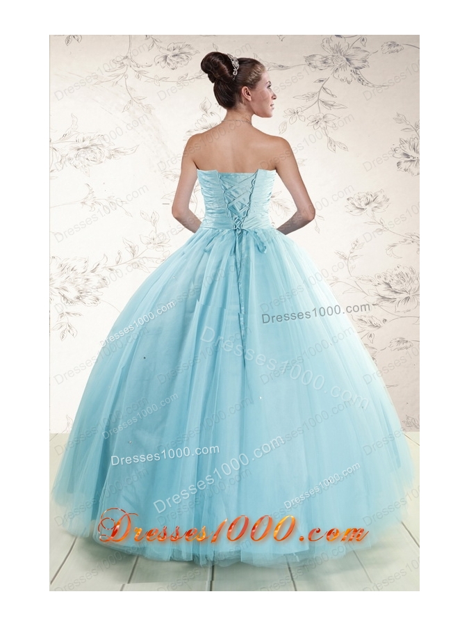 Most Popular Beading 2015 Quinceanera Gowns in Baby Blue