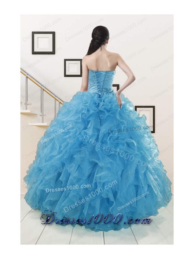 Most Popular Blue Quinceanera Gowns With Beading and Ruffles
