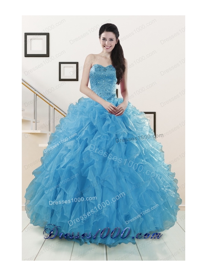 Most Popular Blue Quinceanera Gowns With Beading and Ruffles