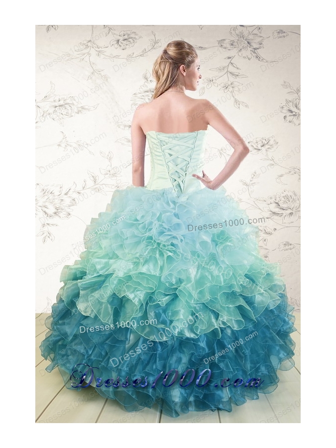 most popular Multi Color Quinceanera Gowns with Beading and Ruffles