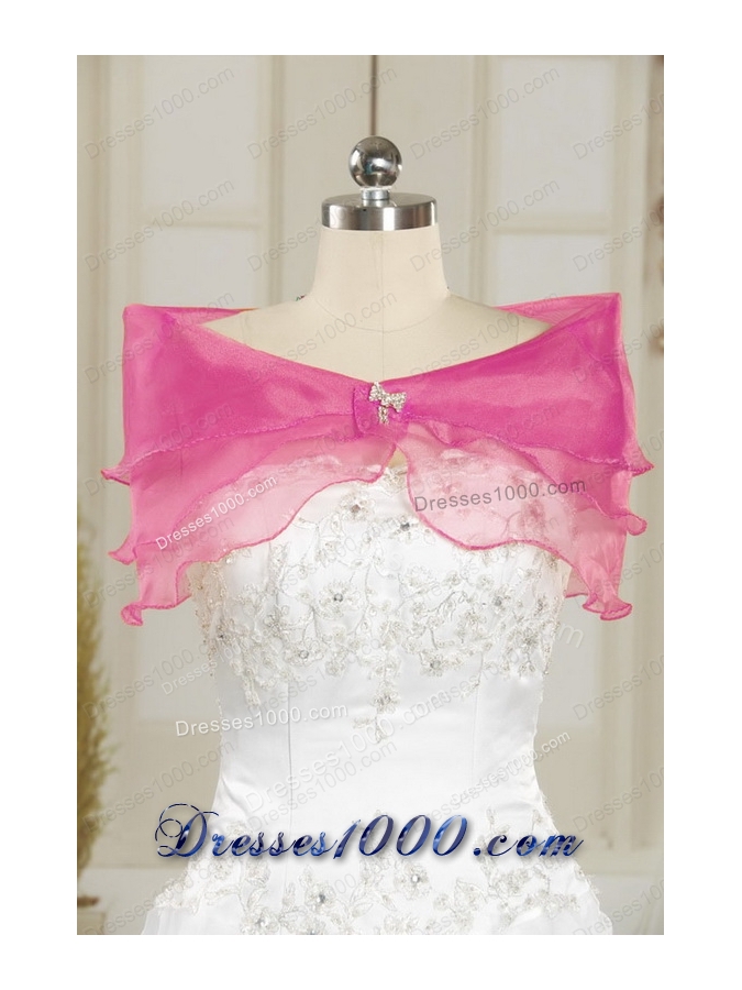 most popular Straps Hot Pink Quinceanera Gowns with Beading