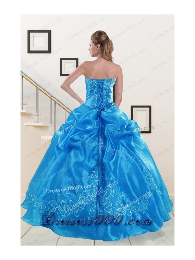 fashionable Baby Blue 2015 Quinceanera Dresses with Embroidery
