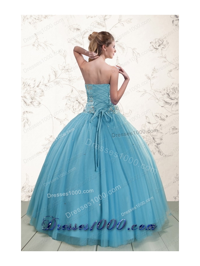 fashionable Ball Gown Beaded Quinceanera Dress in Baby Blue