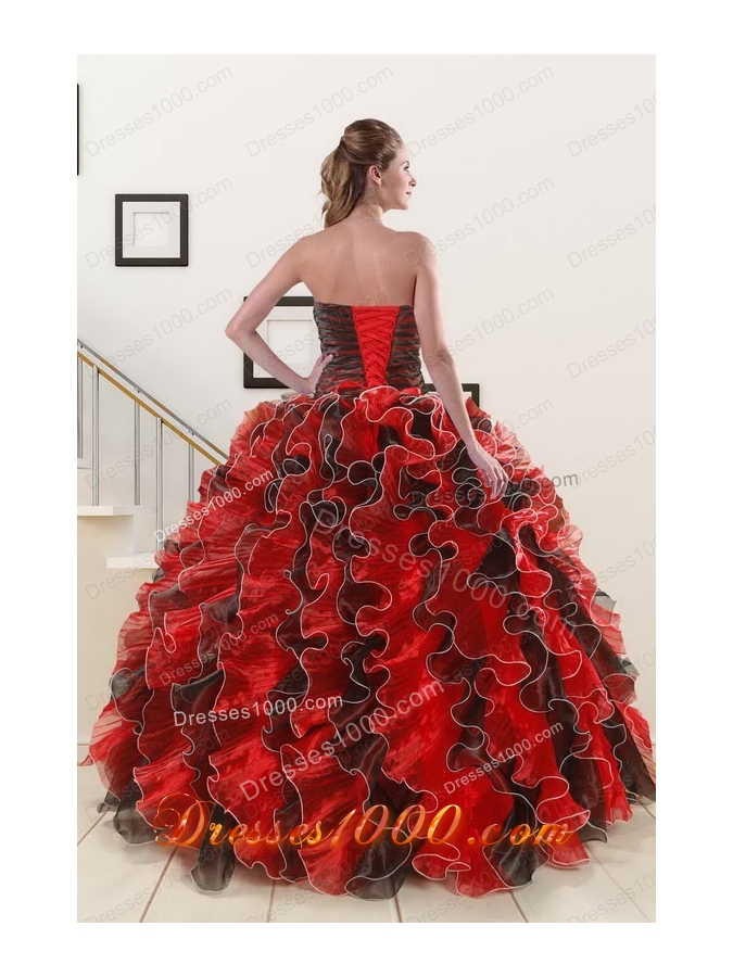 fashionable Beaded Sweetheart Organza Quinceanera Dress in Multi-color