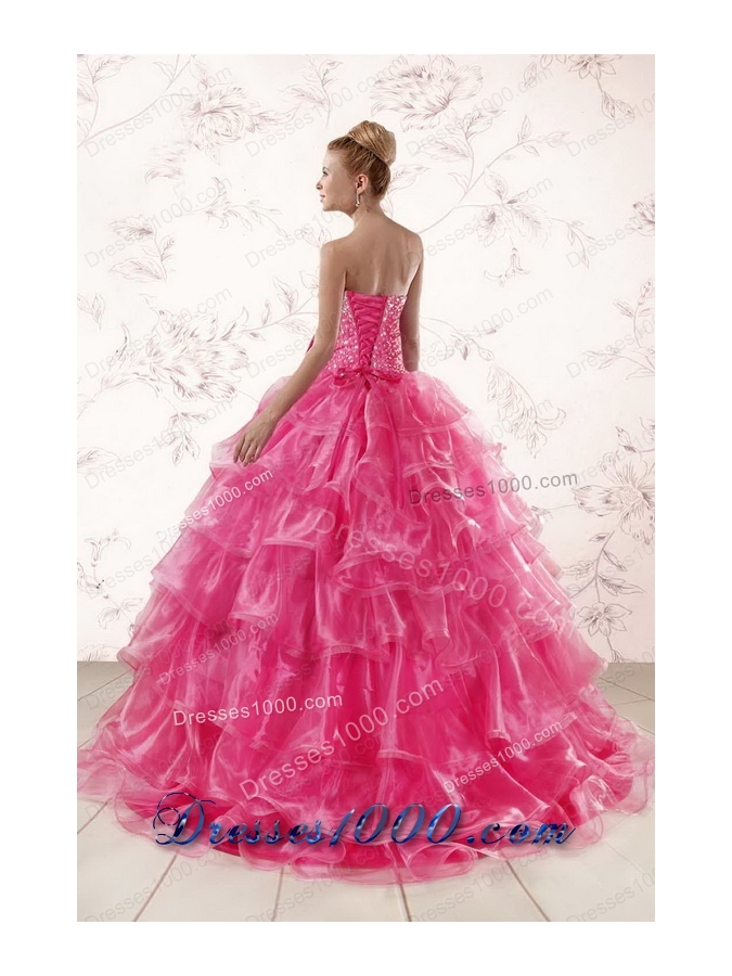 fashionable Sweetheart Beading Quinceanera Dresses with Brush Train