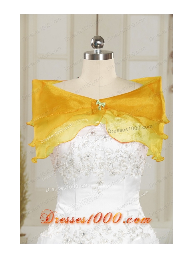 Elegant Yellow 2015 Quinceanera Dresses with Strapless