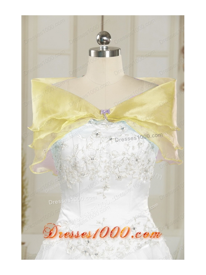 Fashionable Appliques Quinceanera Dress in Light Yellow For 2015