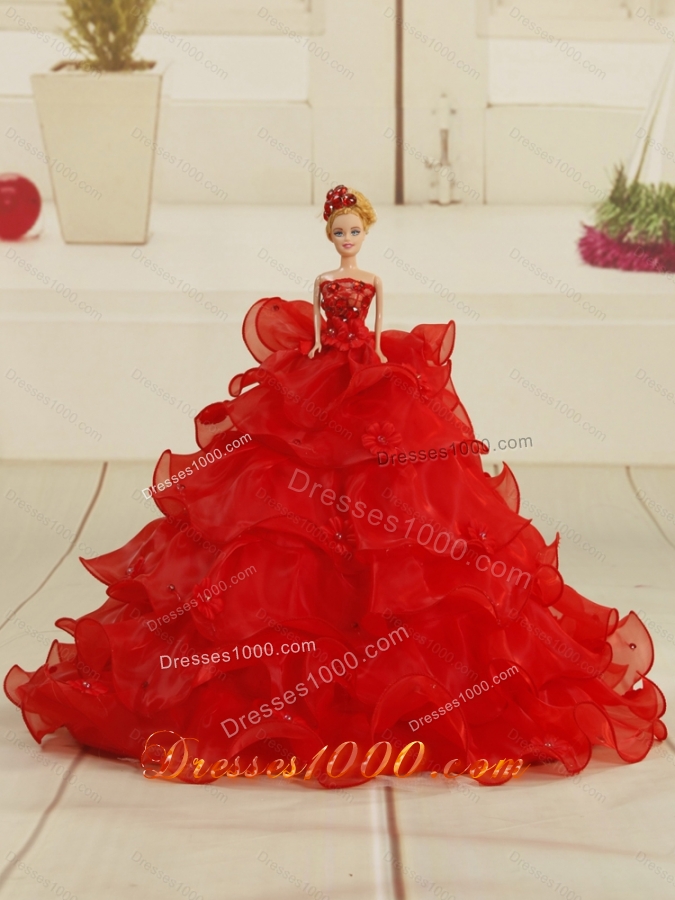 Designer and  Detachable Beading and Ruffles Dresses for Quince in Red for 2015