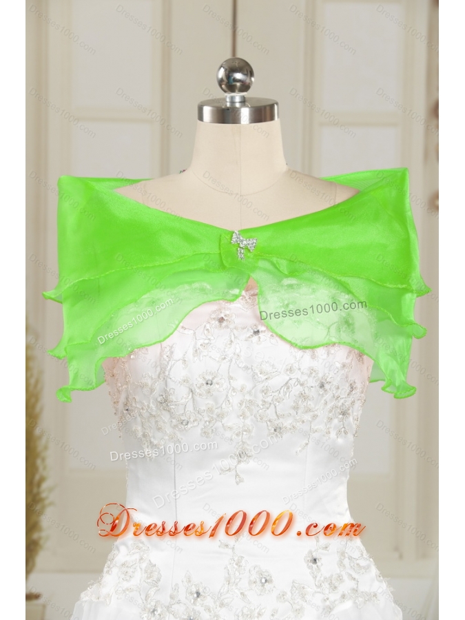 Designer and Detachable Beading and Ruffles Spring Green Dresses For Quinceanera