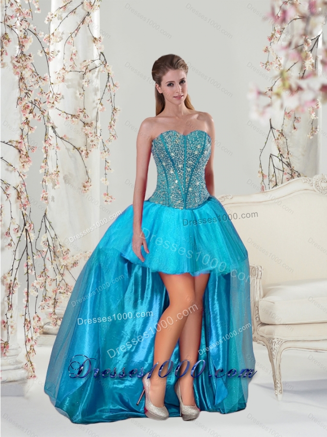 Detachable and Designer Aqua Blue Sweet 15 Dresses with Beading and Ruffles for 2015