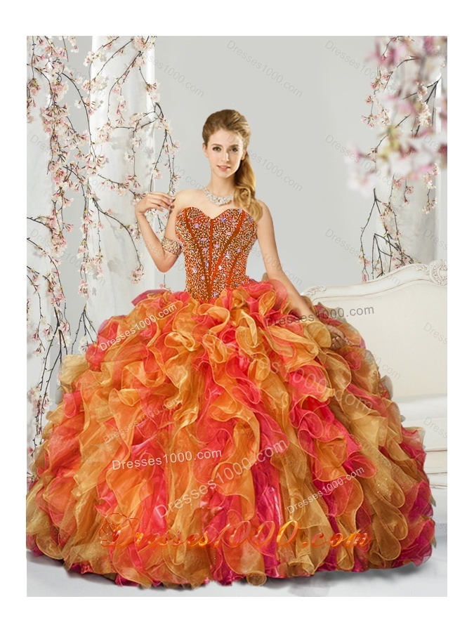 Detachable Beading and Ruffles Quinceanera Dresses in Multi Color