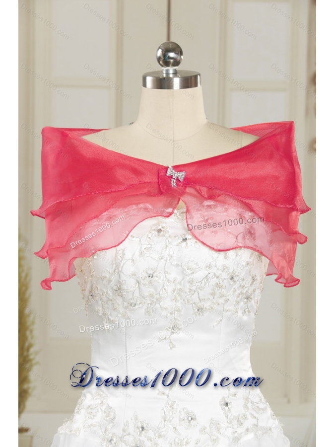 2015 Detachable and Modern Beading and Ruffles Quince Dresses in Red