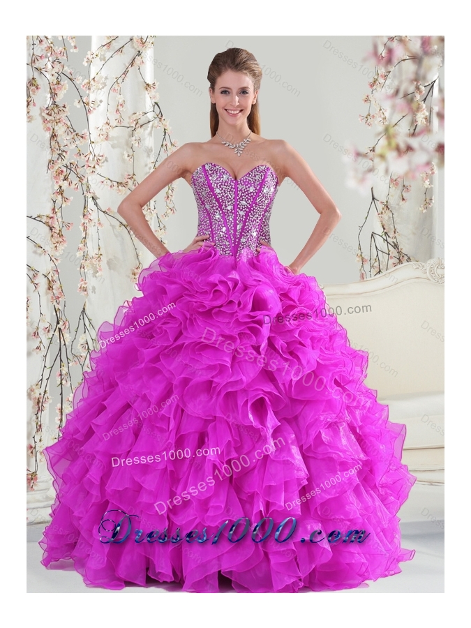 2015 Spring Detachable and Fashionable Sweet 16 Dresses with Beading and Ruffles