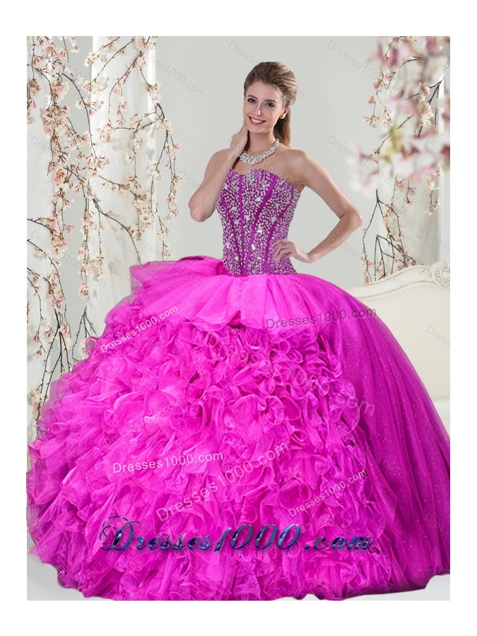 2015 Spring Detachable and Fashionable Sweet 16 Dresses with Beading and Ruffles