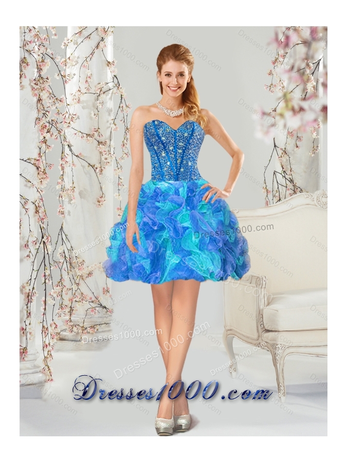Detachable and Elegant Beading and Ruffles Multi Color Quinceanera Dresses for 2015