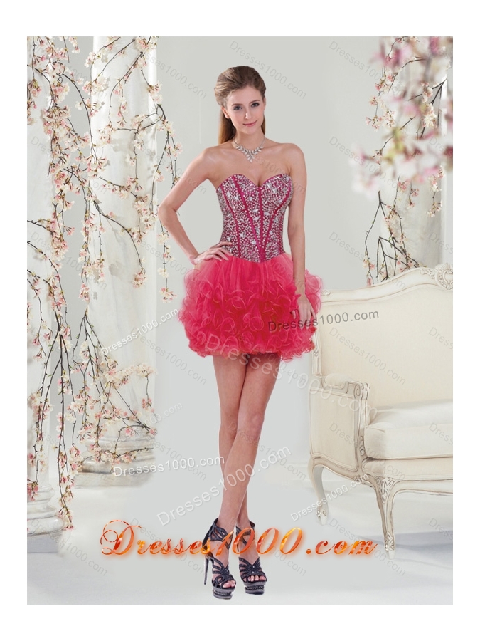 Detachable and Elegant Beading and Ruffles Red Sweet 16 Dresses