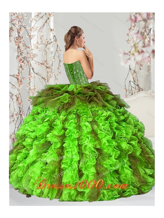 Detachable and Fashionable Beading and Ruffles Multi Color Dresses for Quince