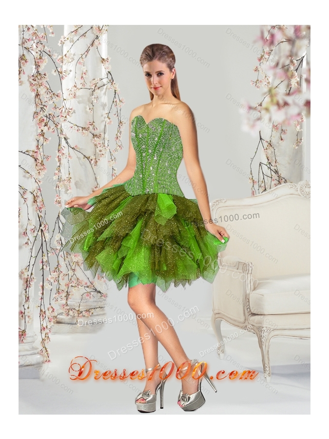 Detachable and Fashionable Beading and Ruffles Multi Color Dresses for Quince