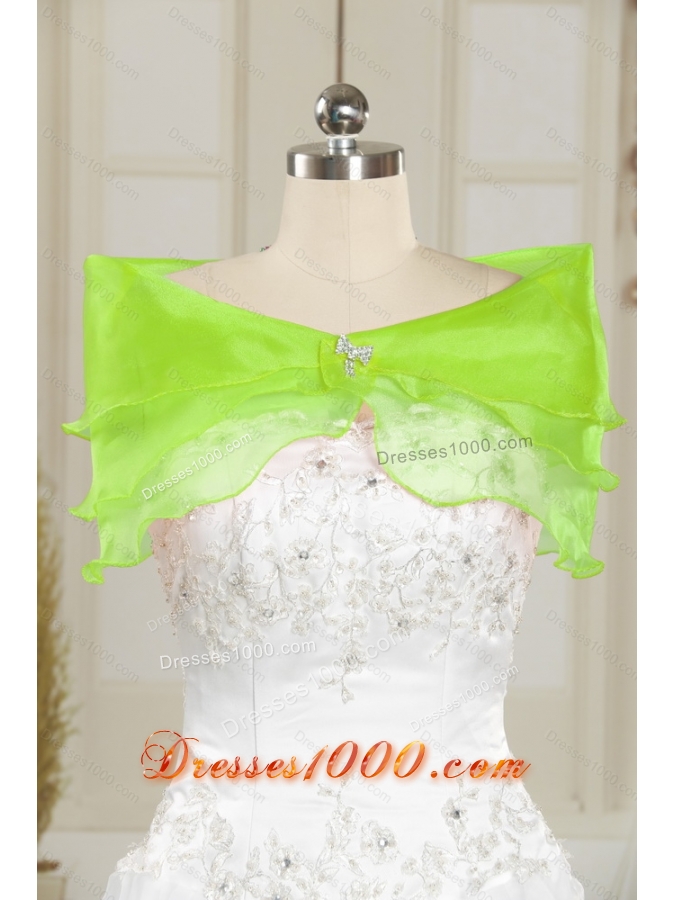 Detachable and Most Popular Beading and Ruffles Quince Dresses in Spring Green for 2015