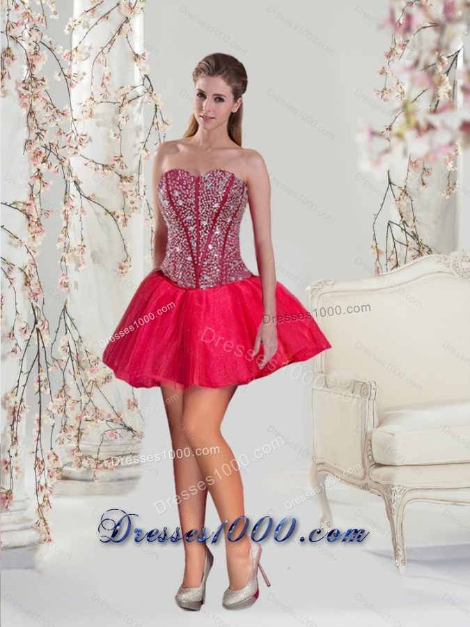 Detachable Beading and Ruffles Red Quinceanera Dresses for 2015