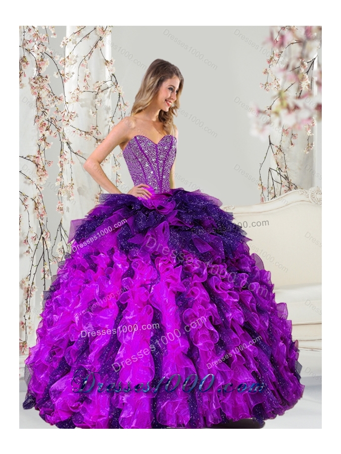 Detachable Multi Color Sweet 16 Dresses with Beading and Ruffles for 2015