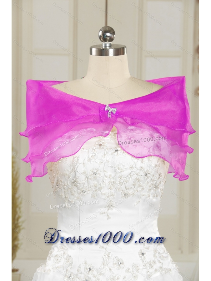 2015 Beading and Ruffles Fuchsia Detachable and Vestidos de Quinceanera Dresses