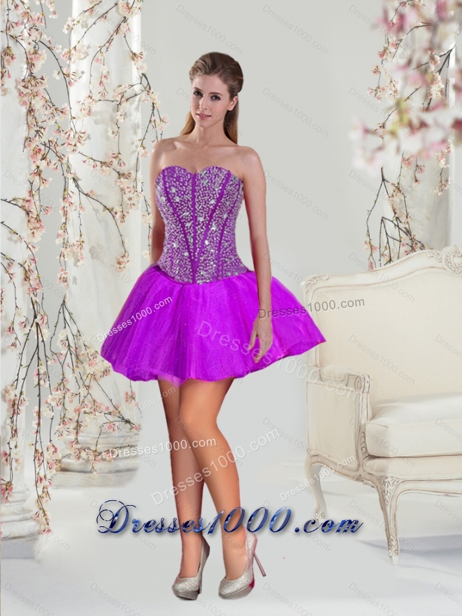 2015 Beading and Ruffles Fuchsia Detachable and Vestidos de Quinceanera Dresses