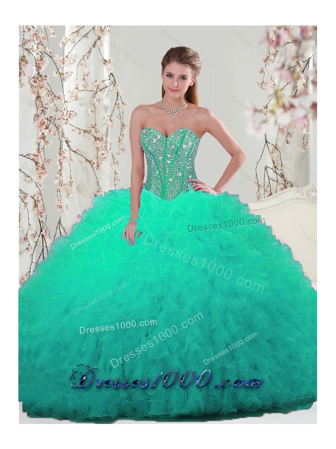 2015 Beading and Ruffles Detachable and Vestidos de Quinceanera Dresses