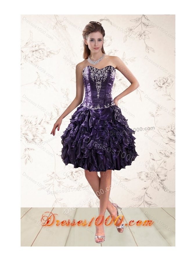 2015 Beautiful Purple High Low Prom Dresses for Spring