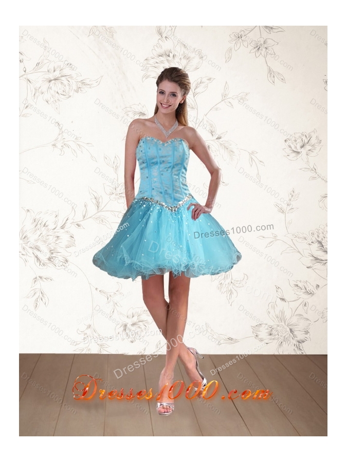 Elegant Baby Blue Sweetheart High Low Prom Dresses with Ruffles and Beading