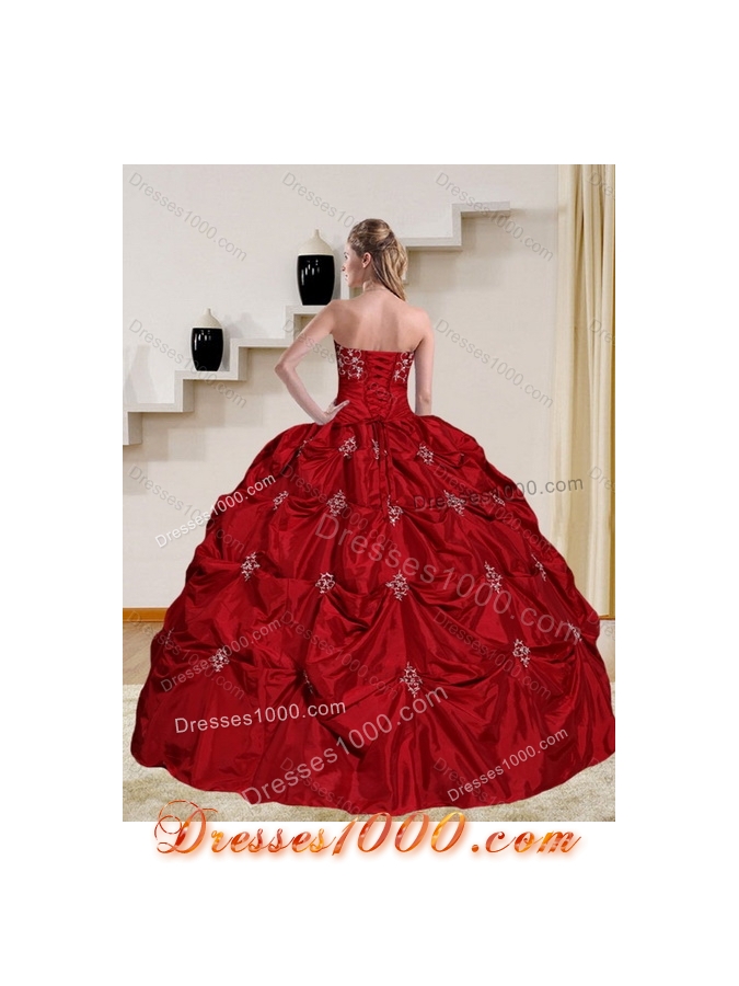 2015 Pretty Strapless Quinceanera Dress with Embroidery and Pick Ups