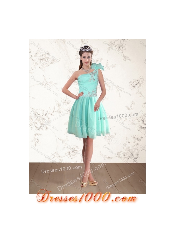 2015 Apple Green Quince Dress with Beading and Appliques