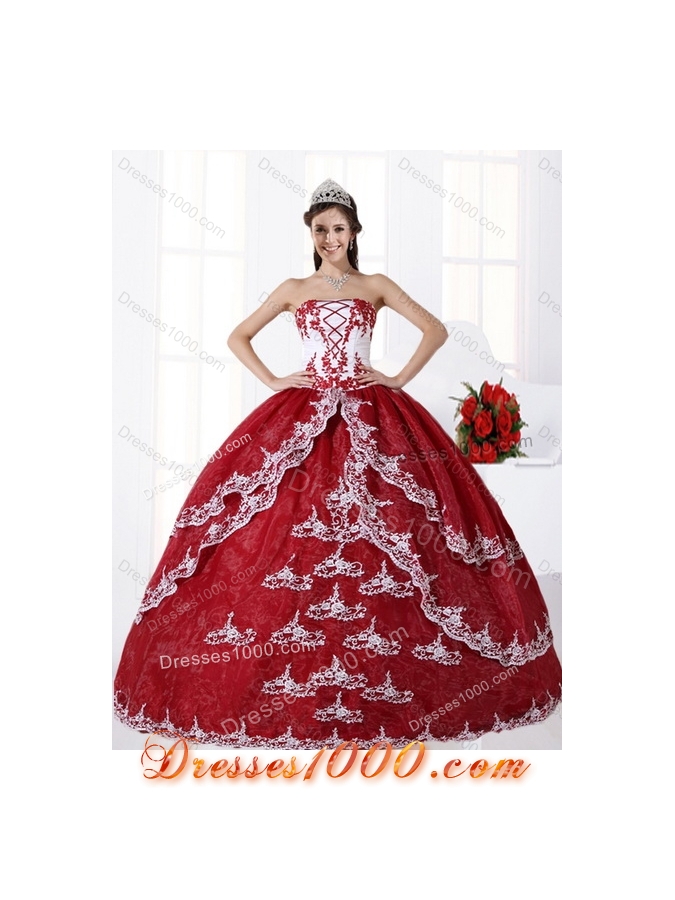 2015 Appliques Strapless Quinceanera Dress in Multi Color