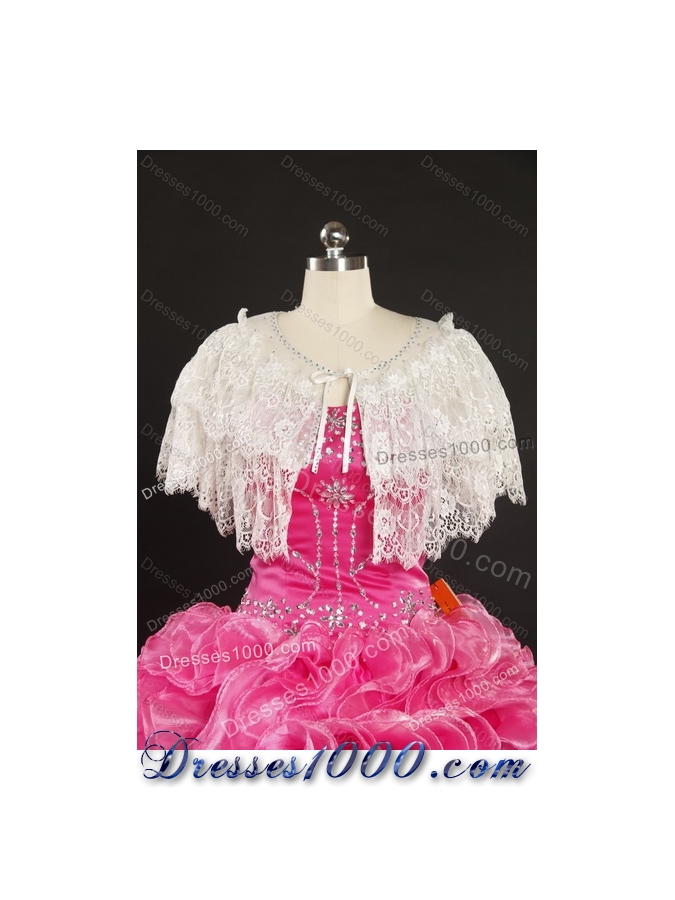 2015 Brand New Coral Red Sweet 16 Dresses with Beading and Ruffles