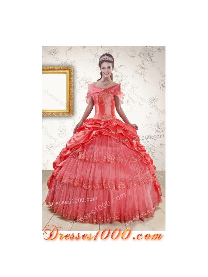 2015 Designer Strapless Quinceanera Dresses with Pick Ups and Beading